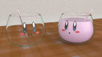 Designed glasses with kirby faces