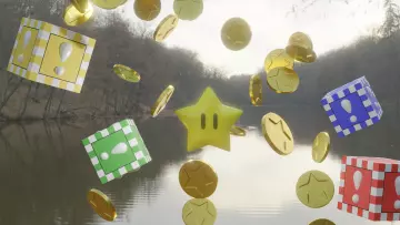 Coins, item boxes and star from Super Mario
